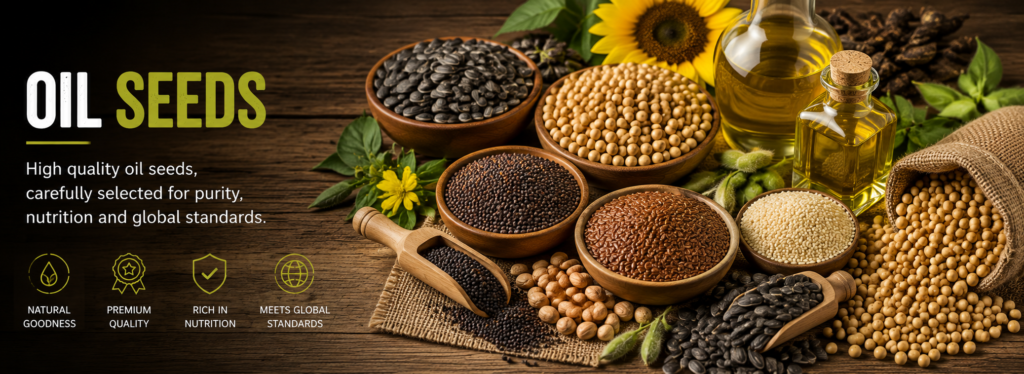Indian oil seeds including groundnuts, sesame seeds and soyabean 